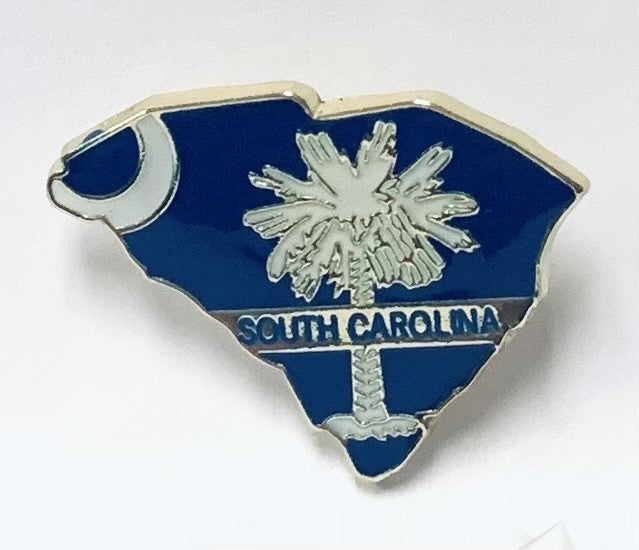 South Carolina State Map Royal Blue Lapel Pin
