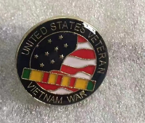 United States Veteran Vietnam War Round Lapel Pin