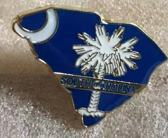 South Carolina State Map Royal Blue Lapel Pin