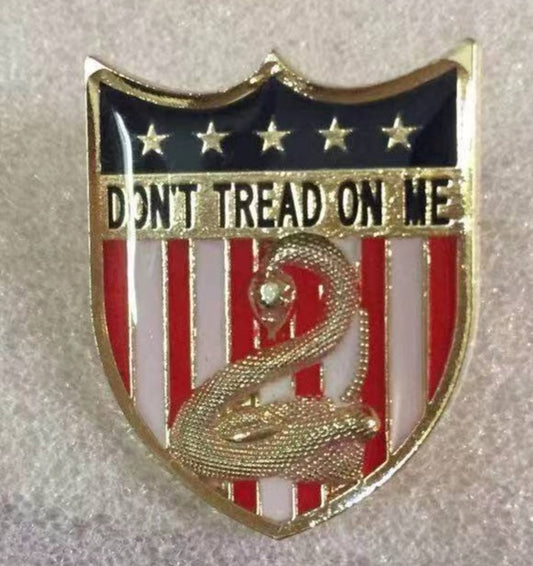 1st Navy Jack Rattlesnake Gadsden American Don't Tread On Me Shield Lapel Pin