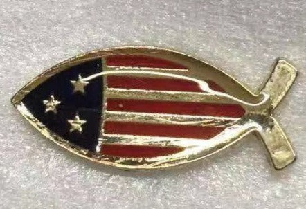 USA Christian Fish Lapel Pin