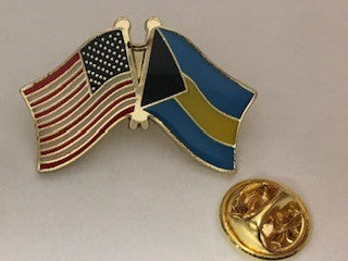 USA & Navy Ship Crossed Flags Lapel Pin / Hat Pin - Patriotic Accessory