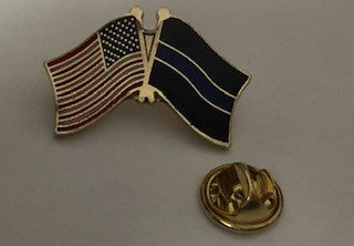 USA Police Thin Blue Line Friendship Flag Lapel Pin American Law Enforcement