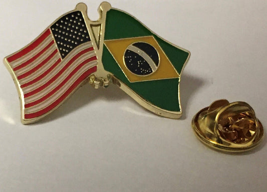 USA Brazil Friendship Flag Lapel Pin American Brazilian