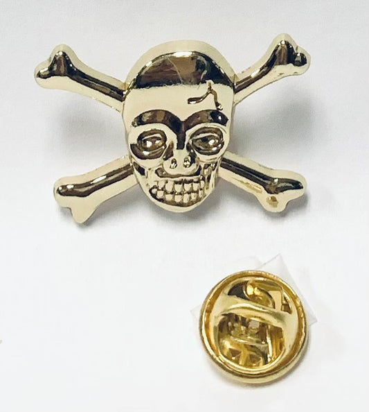 Pirate Skull N Bones Gold Lapel Pin