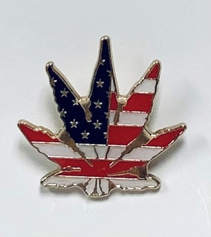 USA Marijuana Leaf Lapel Pin American Cannabis