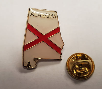 Alabama State Flag Map Lapel Pin