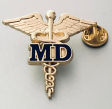Caduceus Medical Doctor Gold Lapel Pin MD