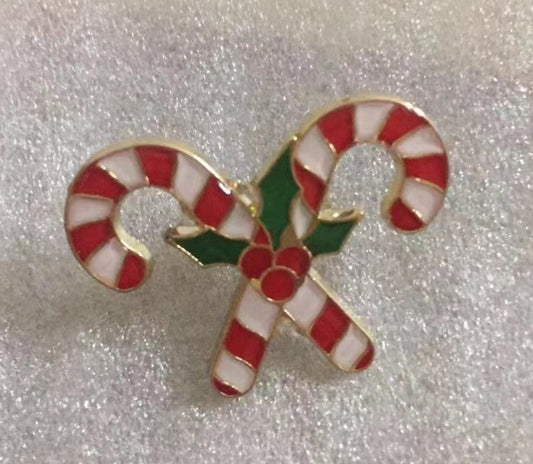 Crossed Candy Canes Lapel Pin Christian