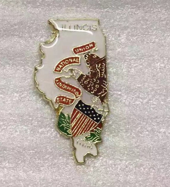 State Pin Design Illinois State Map Lapel Pin – PinsByTheDozen