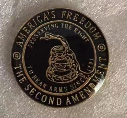 Gadsden  The Second Amendment Round Lapel Pin