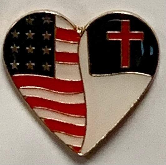 USA Christian Heart Lapel Pin