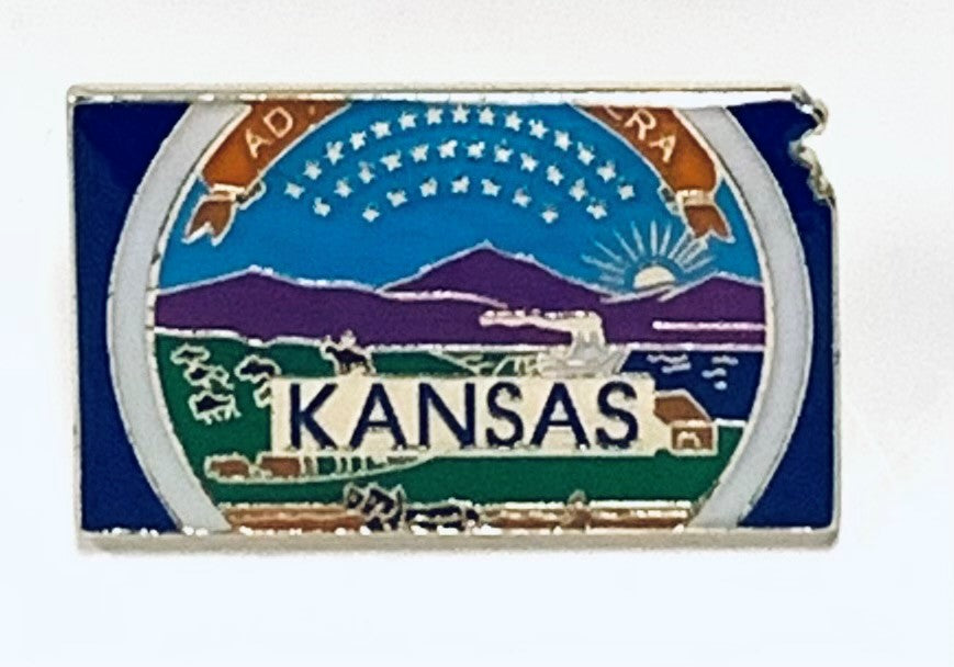 Kansas State Map Lapel Pin – PinsByTheDozen