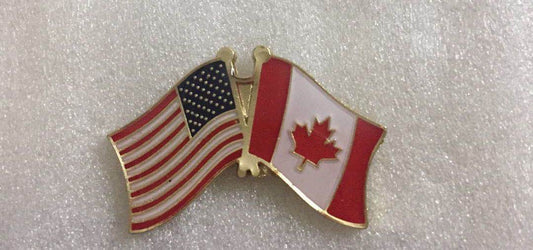 USA Canada Friendship Flag Lapel Pin American Canadian
