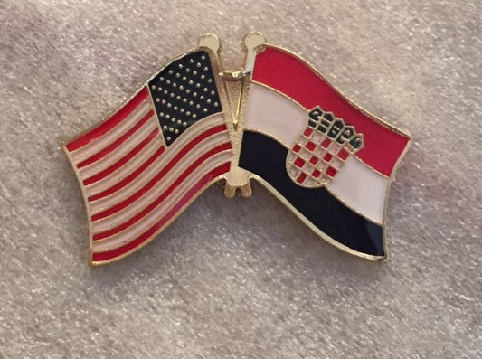 USA Croatia Friendship Flag Lapel Pin Croatian American
