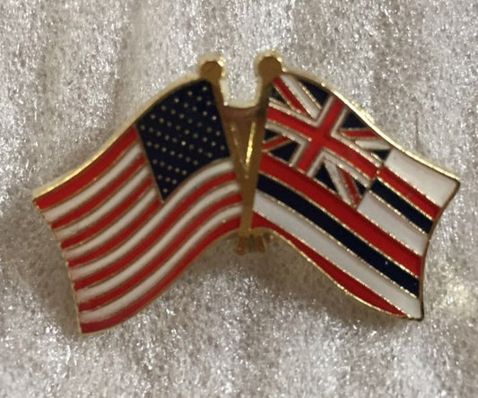 USA Hawaii Friendship Flag Lapel Pin Hawaiian American