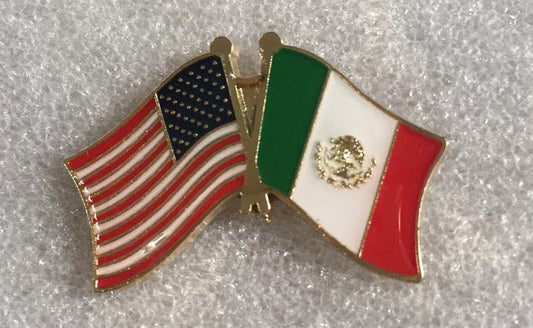 USA Mexico Friendship Flag Lapel Pin Mexican American