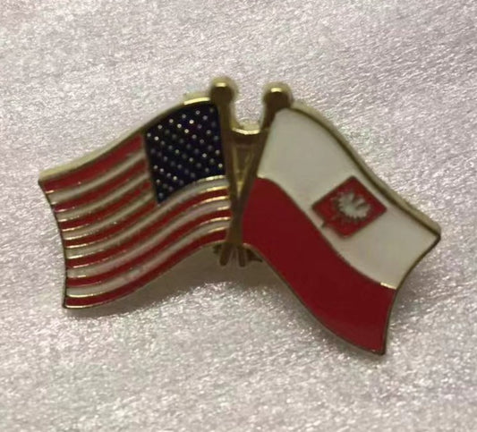 USA Poland Friendship Flag Lapel Pin Polish American