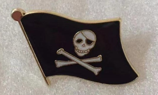 Pirate Skull N Bones Wavy Lapel Pin